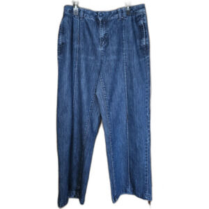 Coldwater Creek Jeans 14 Blue Pipe Crease Jeans Hook & Look‎ Relaxed Denim